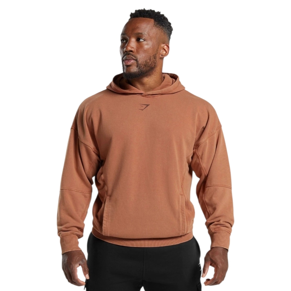 Gymshark Heritage Washed Hoodie Canyon Brown Oversized M Lifting Club Sweatshirt